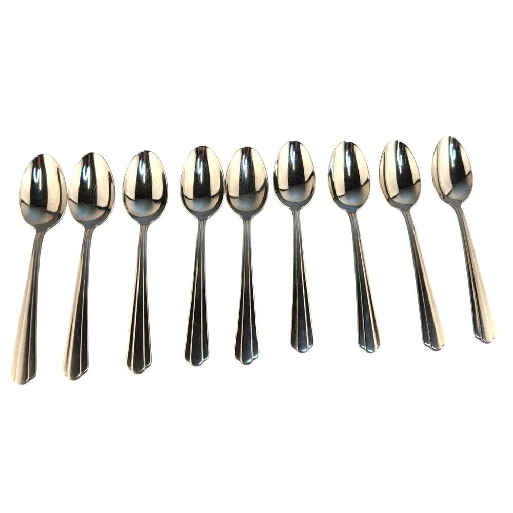 Hampton Set Of 9 Stainless Steel Fan Top Soup Spoons